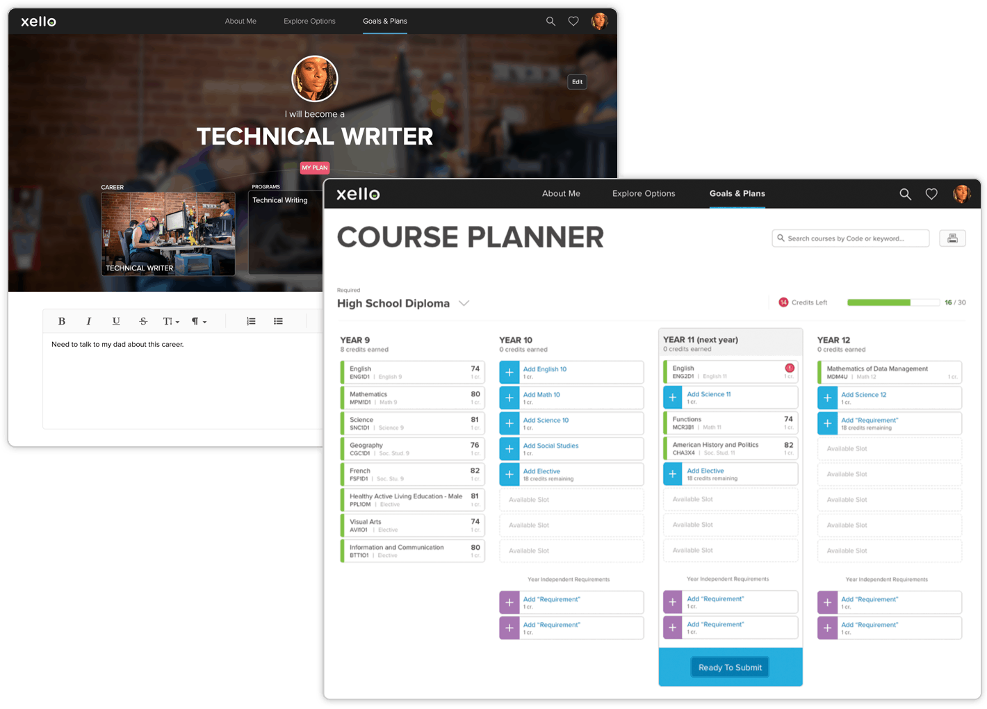 Integrated course planner and interactive plan builder